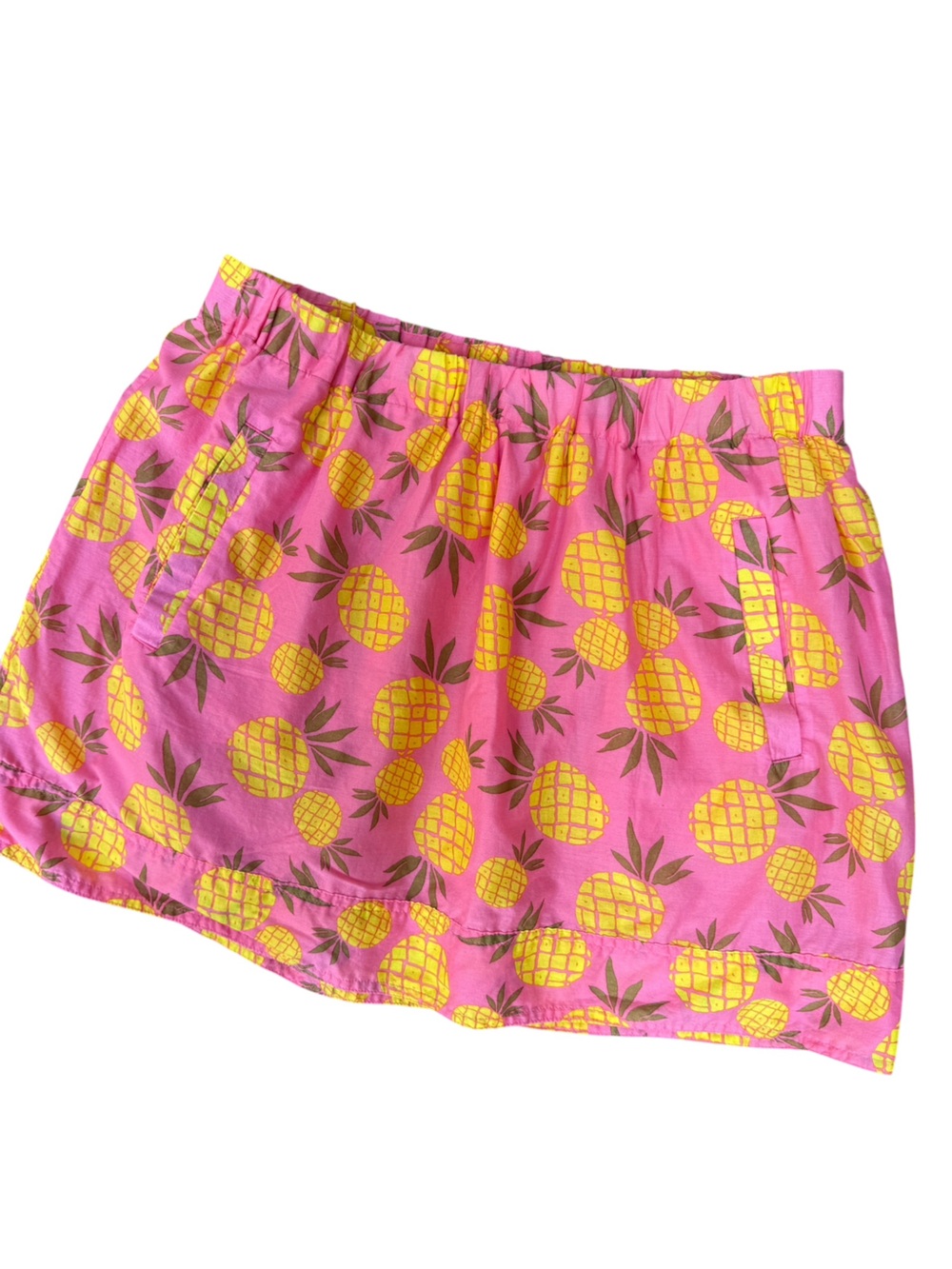 J Crew Womens Pink Pineapple Skirt Small Lined Pull On Topical Summer Beachy